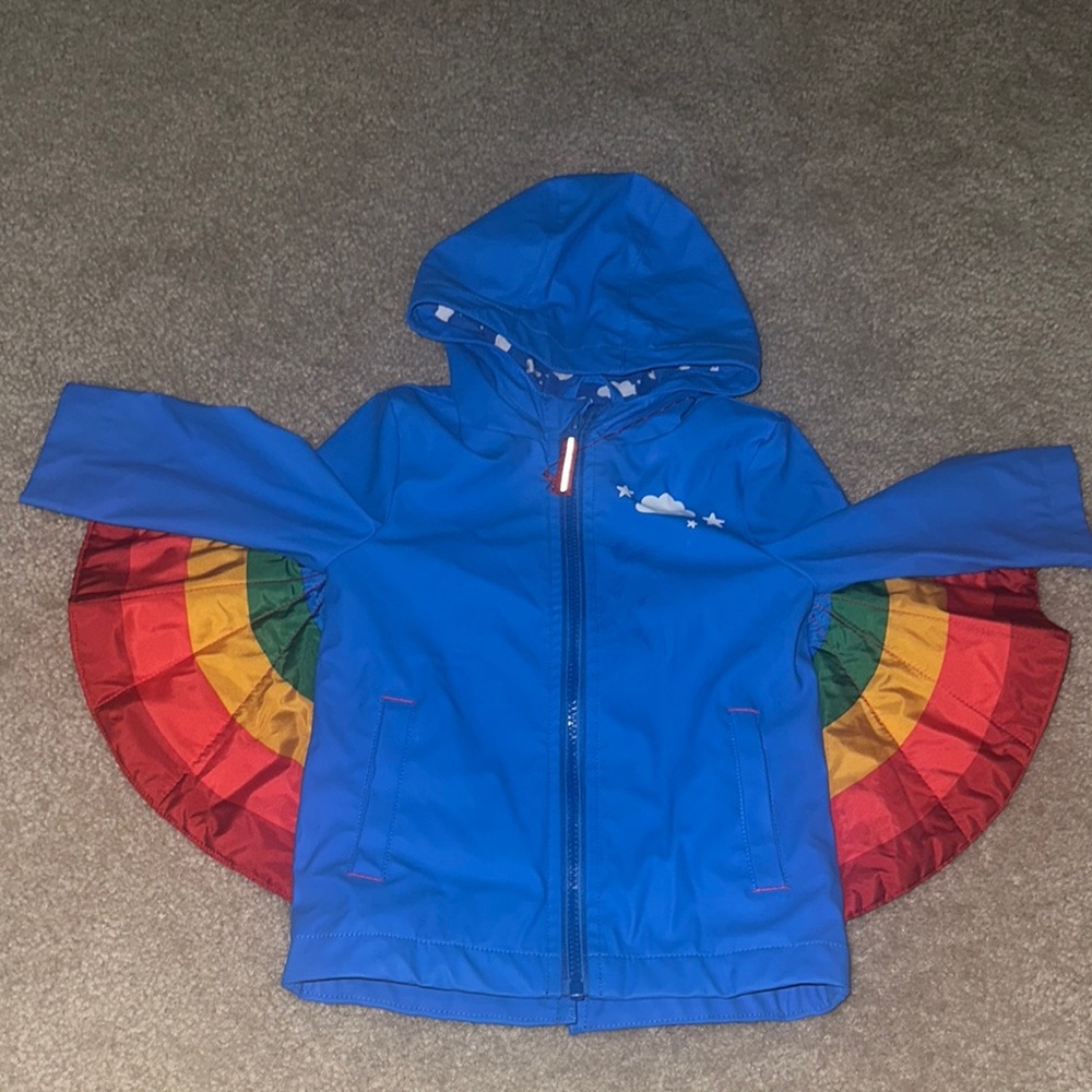 Cat & Jack Blue Raincoat with Cloud and Rainbow Design